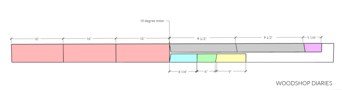 One board cut diagram for C table pieces