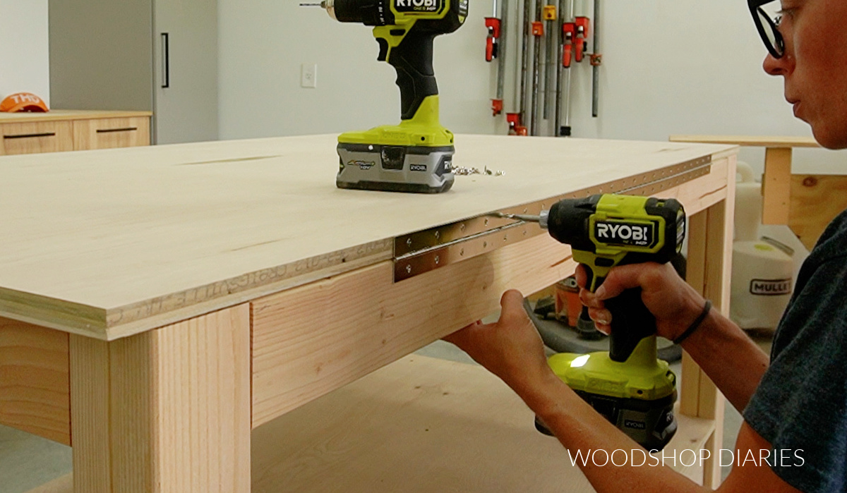 Attaching top plywood panel with piano hinge