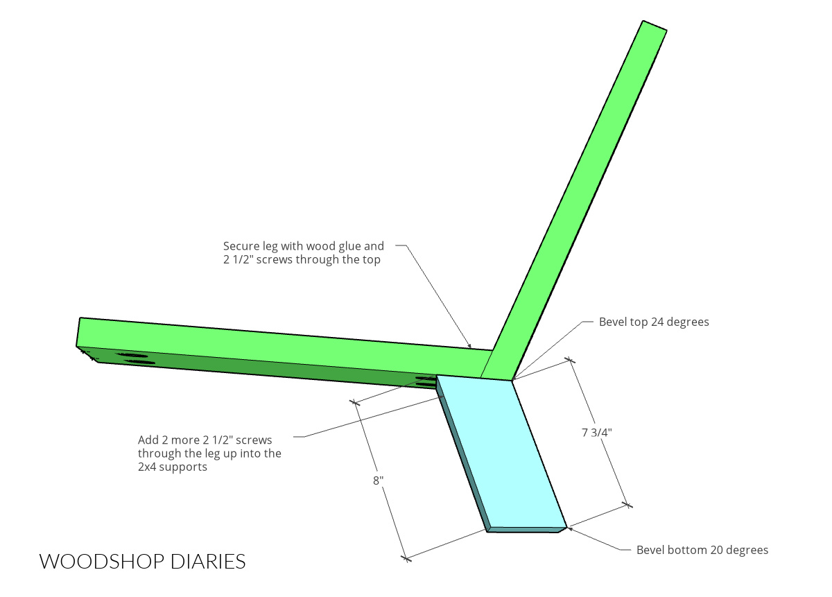 Middle support assembly diagram for outdoor couch support