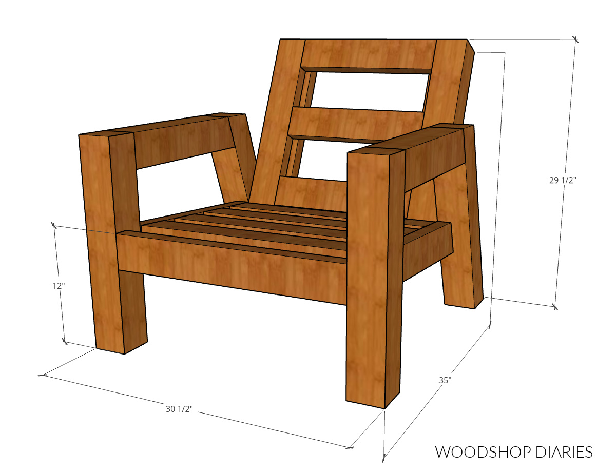 Overall dimensional diagram of DIY outdoor chair