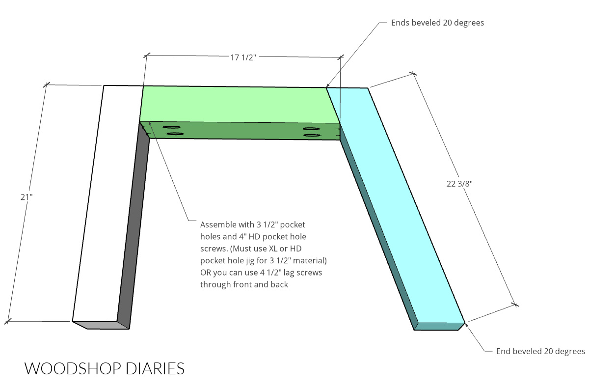 Outdoor sofa side frame dimensional diagram