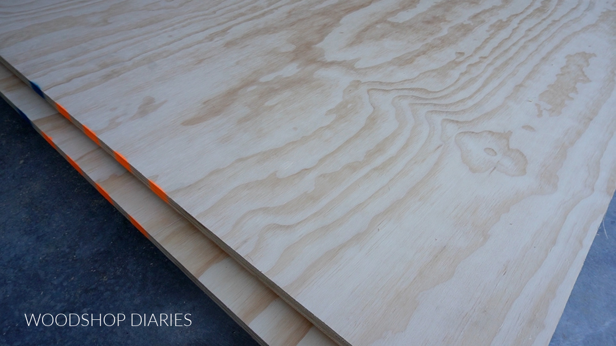 sanded pine plywood on workshop floor