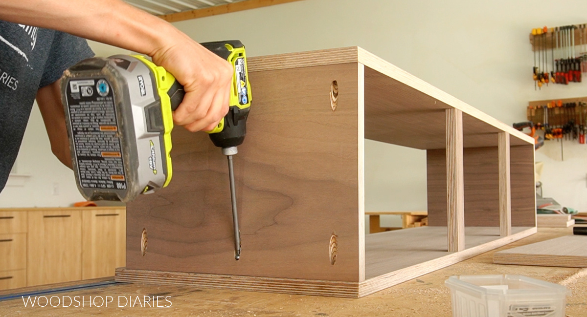 Shara Woodshop Diaries assembling plywood box for modern console cabinet