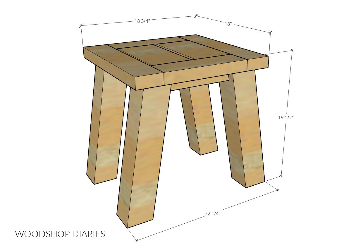 overall dimensional diagram of outdoor side table