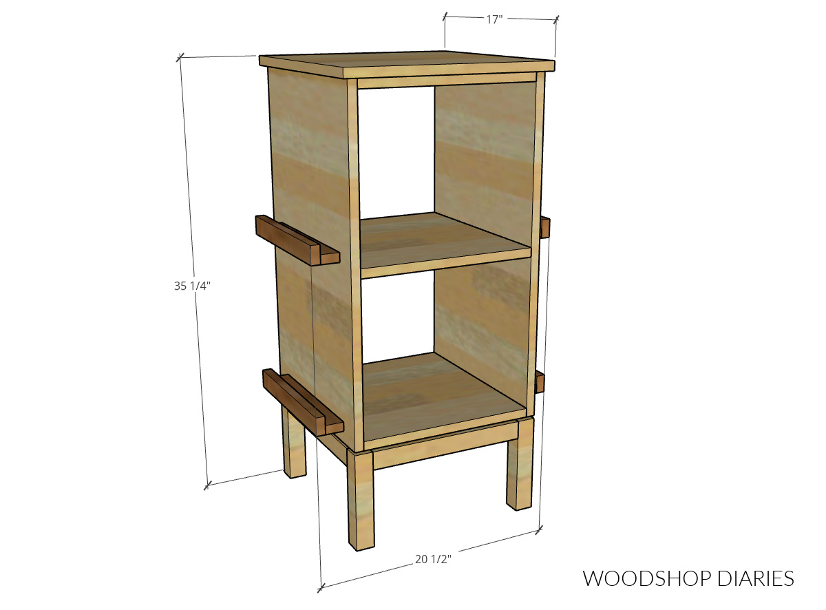 Overall dimensional diagram of rotating bookshelf