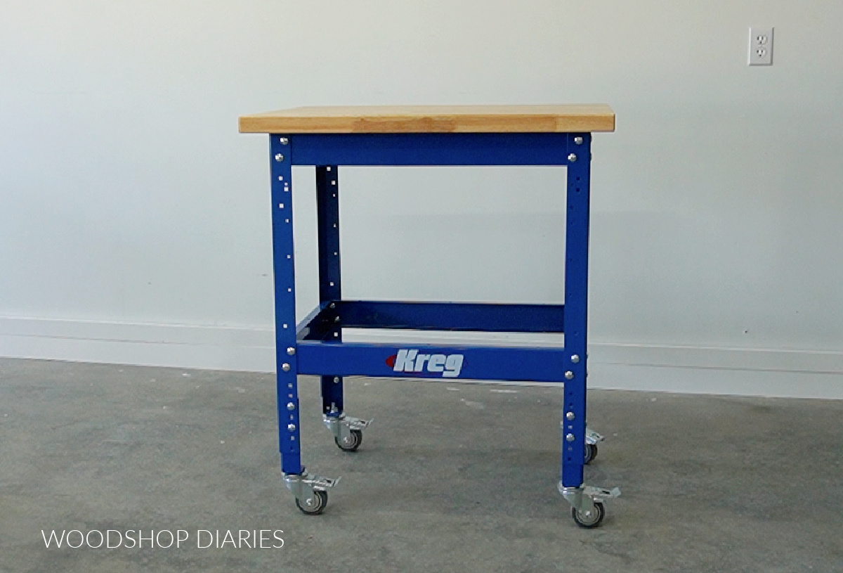 Kreg Universal Workbench frame with casters and hardwood top
