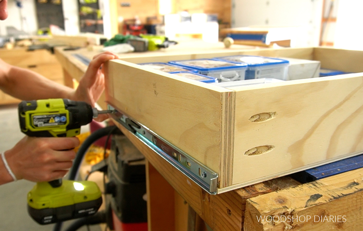securing drawer slides to drawer box sides
