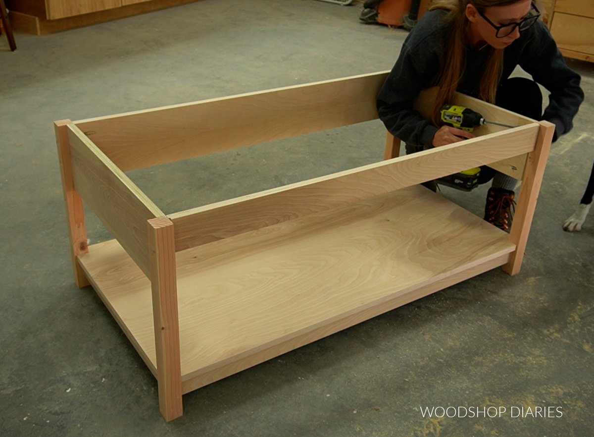 Shara Woodshop Diaries installing top supports of puzzle table