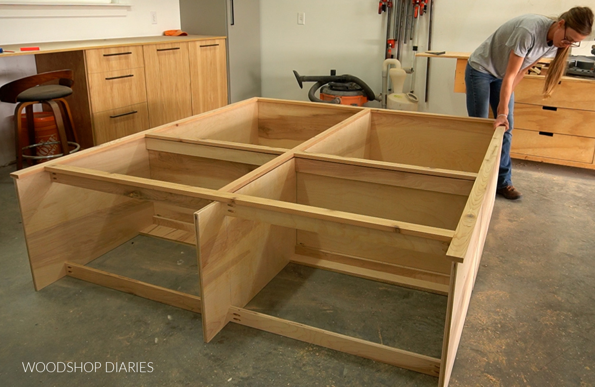 Face Frame for built in cabinets assembled and test fit onto front of cabinet boxes
