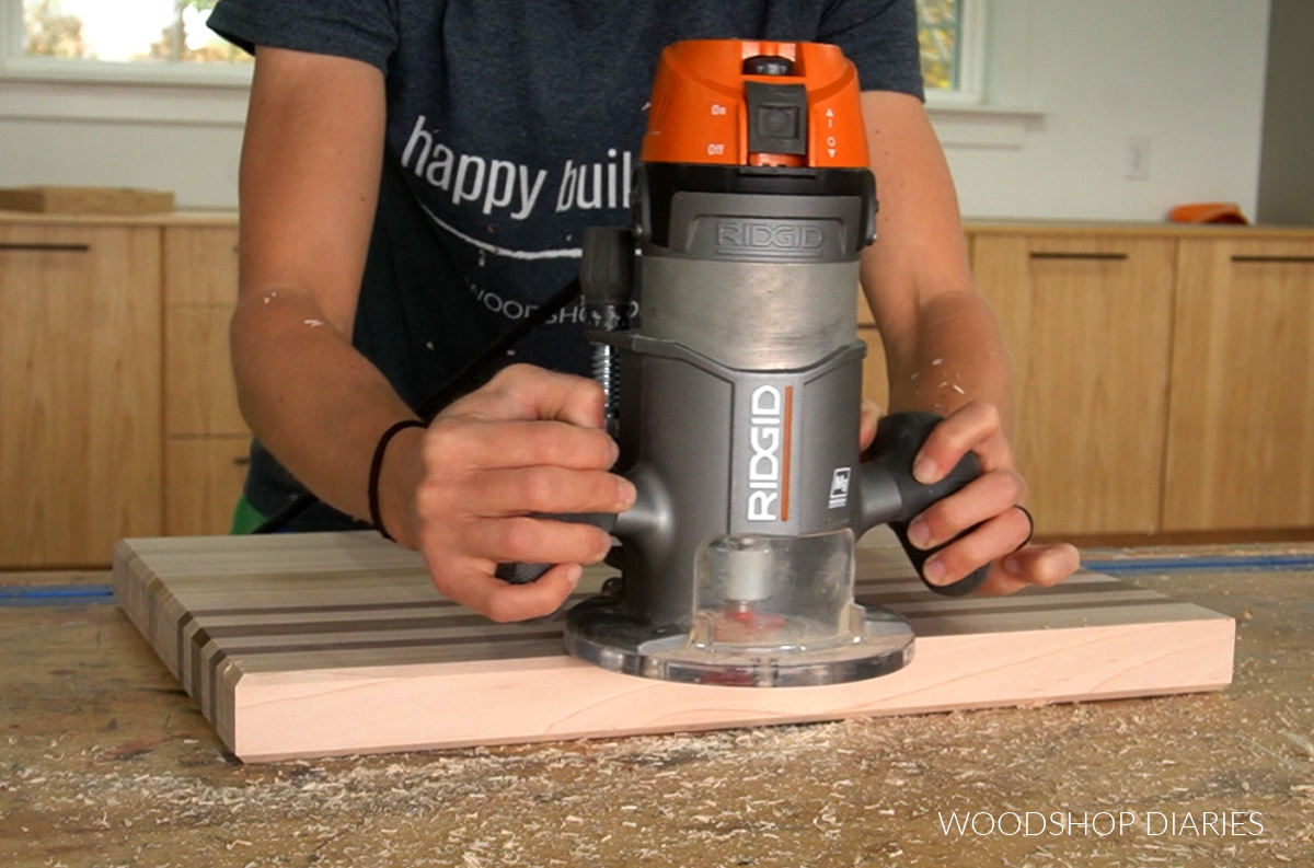 using a router to add chamfer detail to cutting board edges