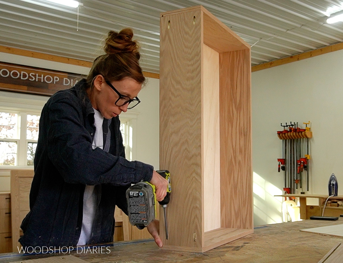 Shara Woodshop Diaries assembling drawer box on workbench