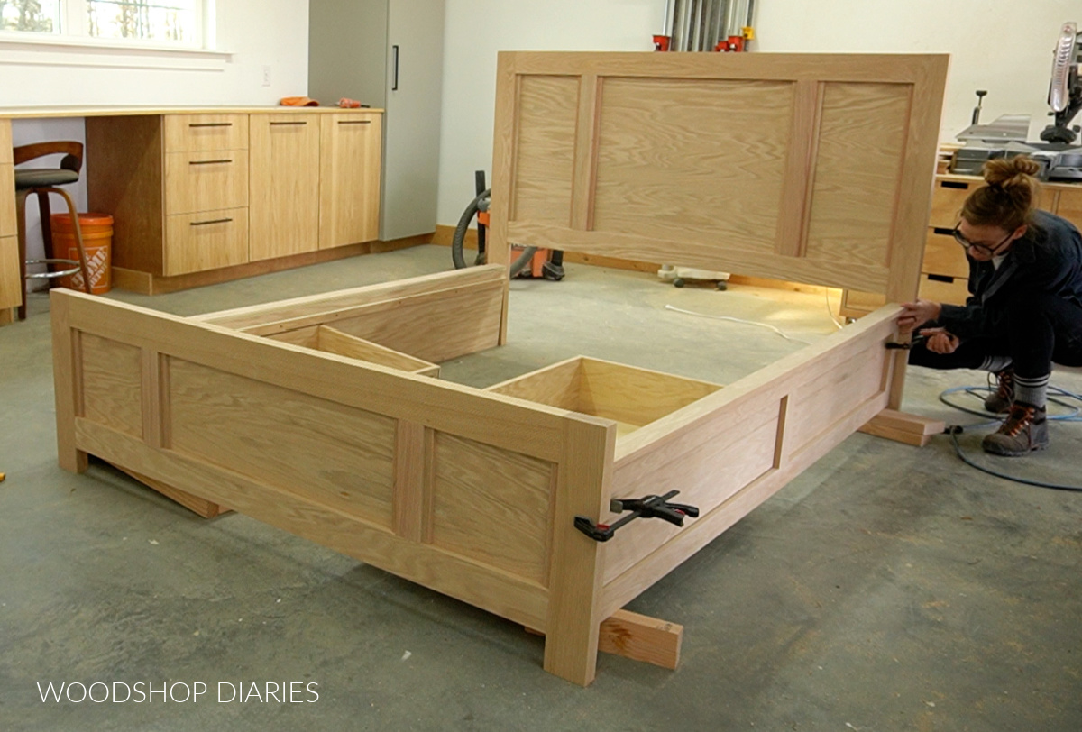 Shara Woodshop Diaries clamping bed with drawers parts together to assemble with brackets