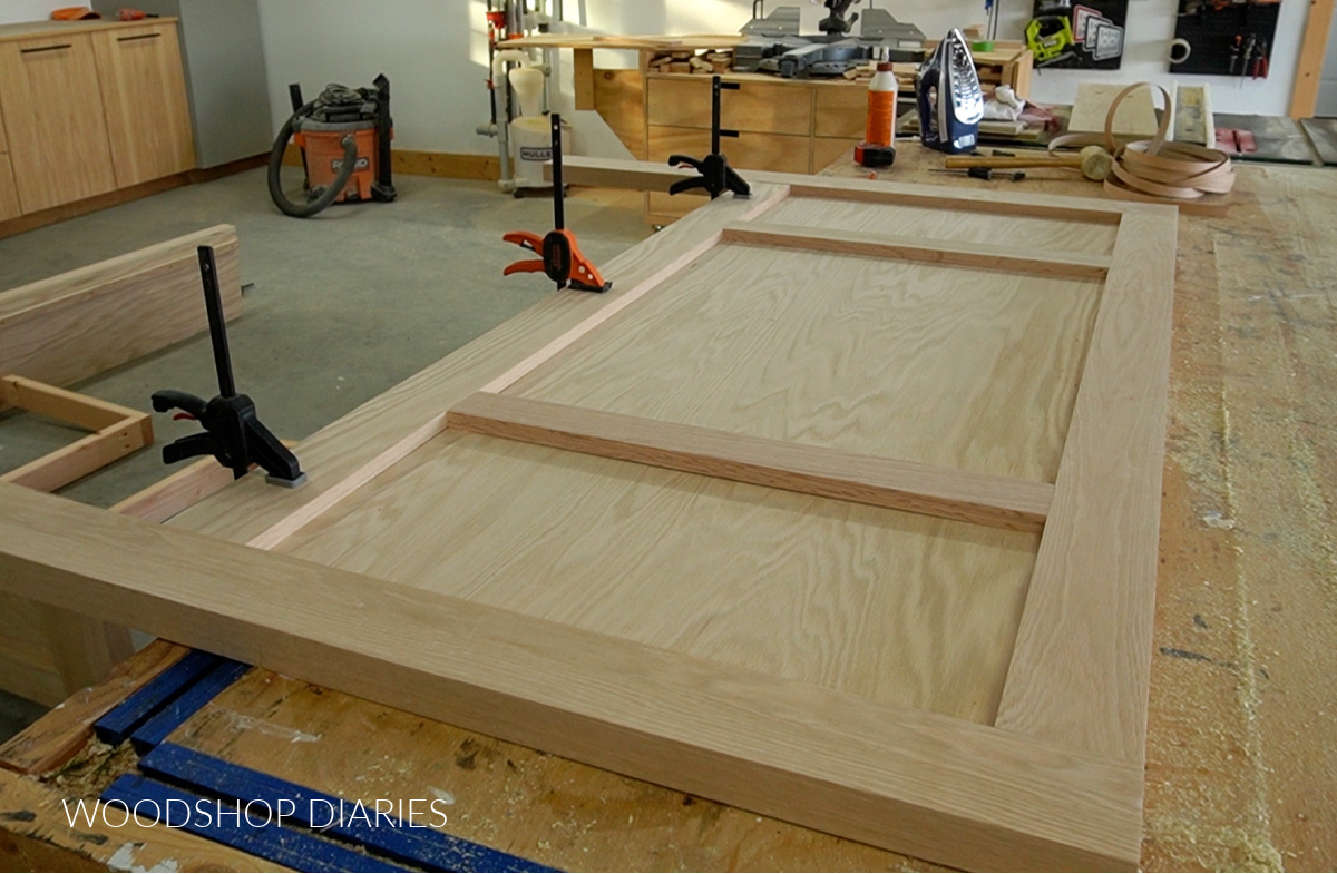 Trim glued onto front of storage bed headboard