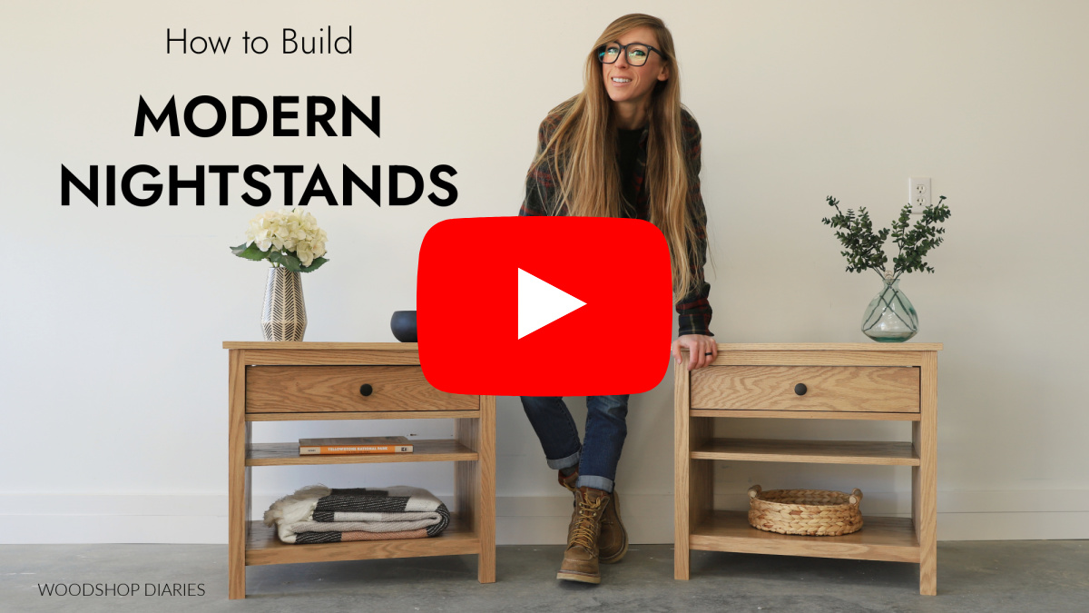 YouTube thumbnail of "how to build modern nightstands" video