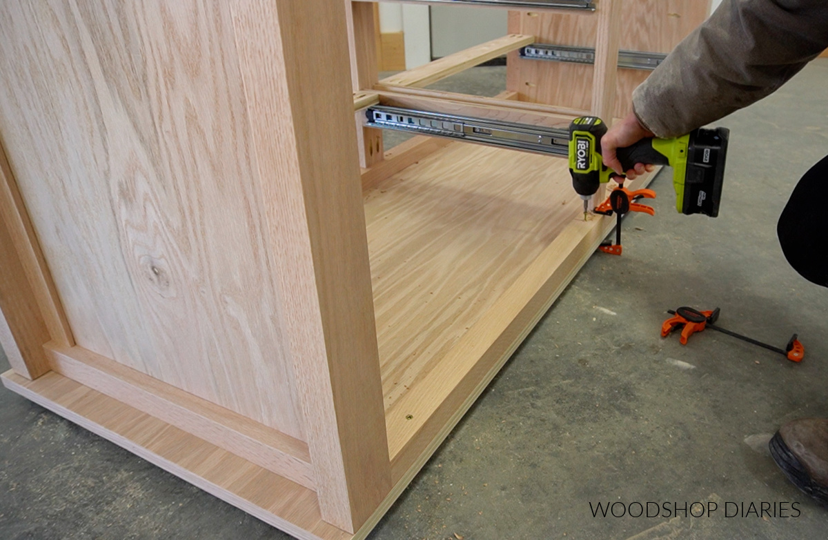 driving 2" wood screws to attach top to dresser frame