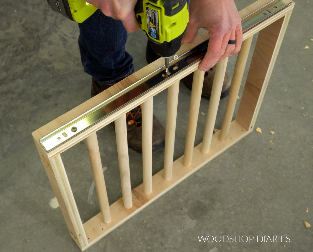 Attaching side mount drawer slides to drying rack