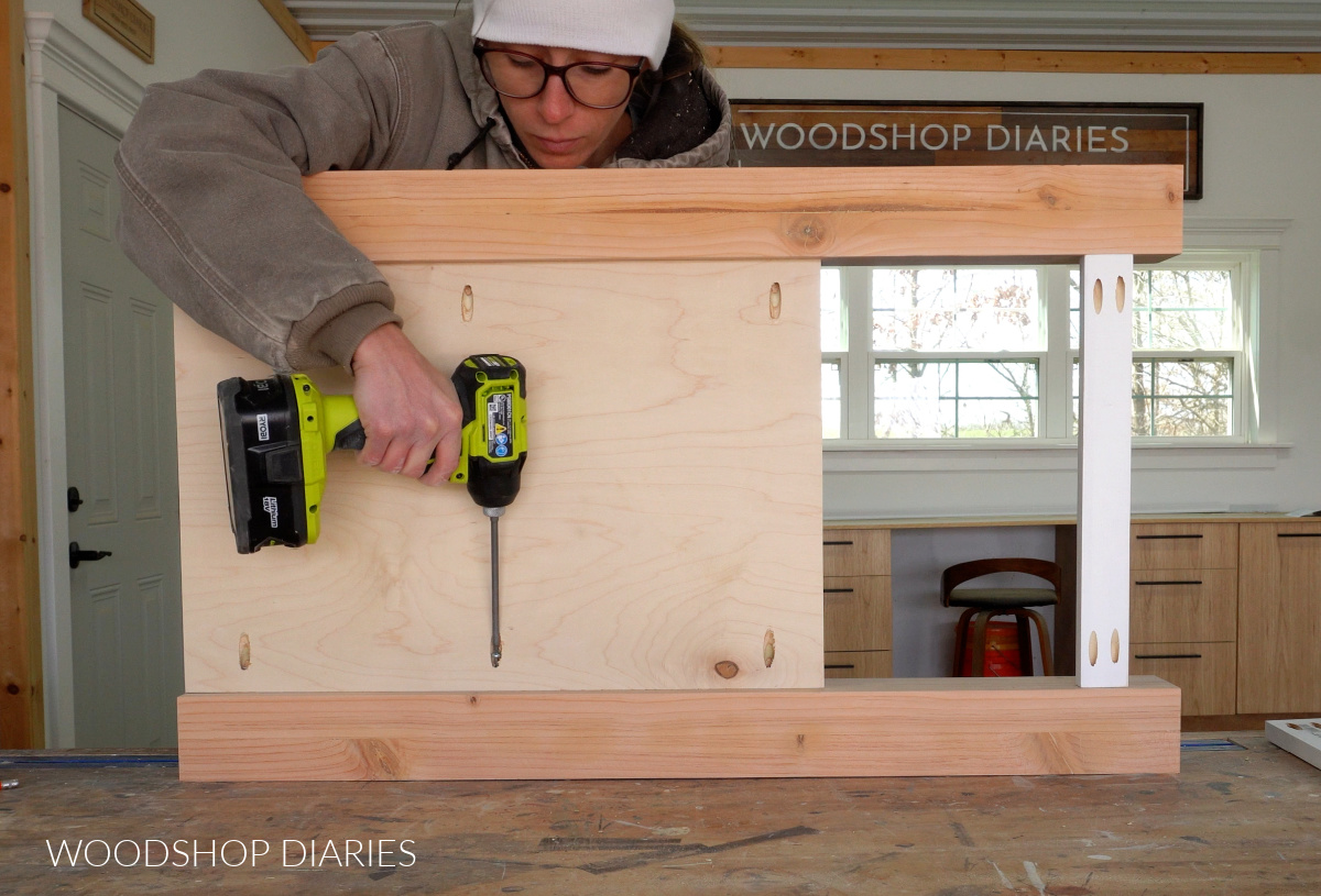 Shara Woodshop Diaries assembling sides of simple bathroom vanity