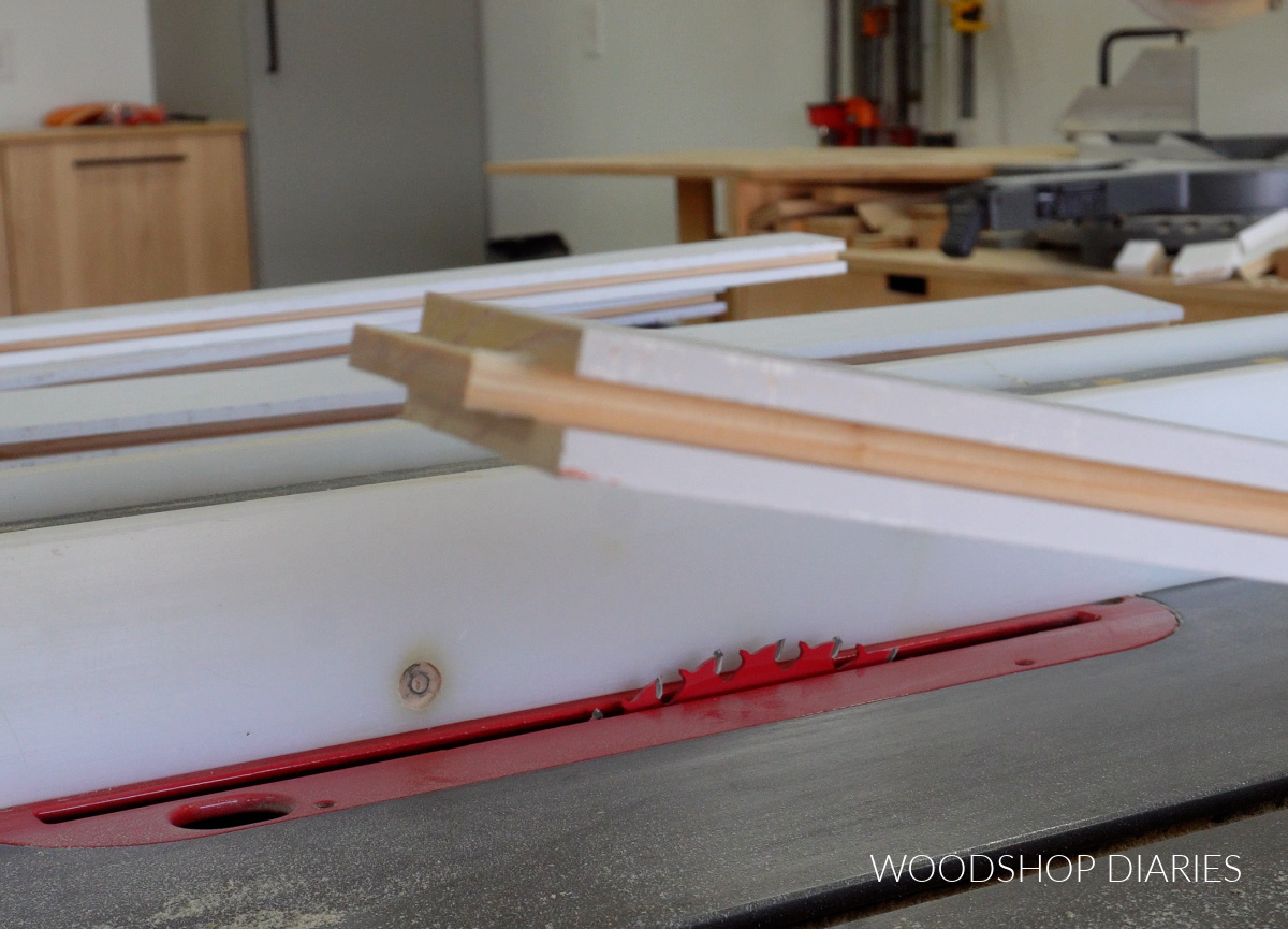 close up of cabinet door rail showing tongue and dado cuts lined up