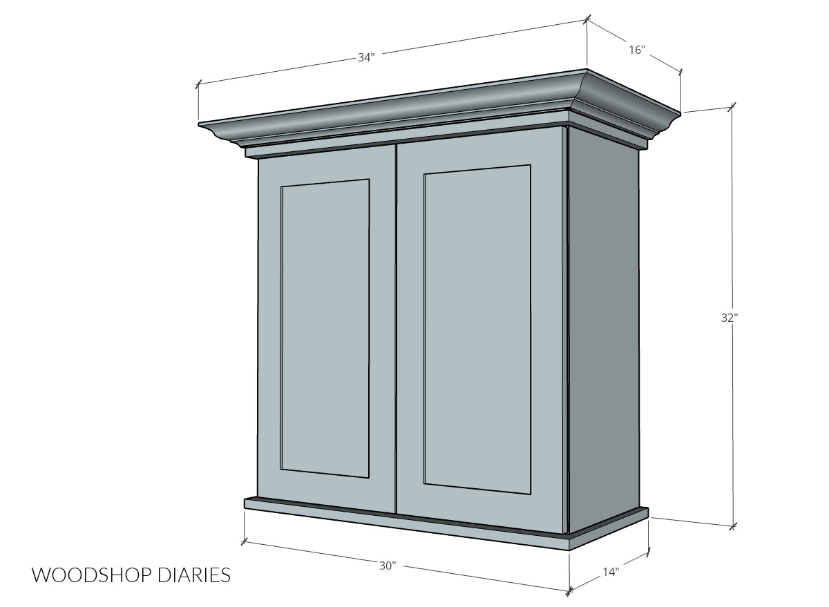 Overall bathroom wall cabinet dimensional diagram