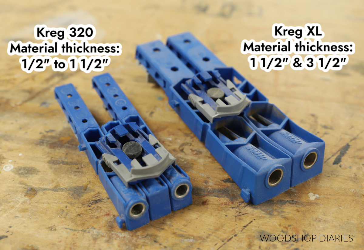 Kreg 320 next to Kreg XL pocket hole jig