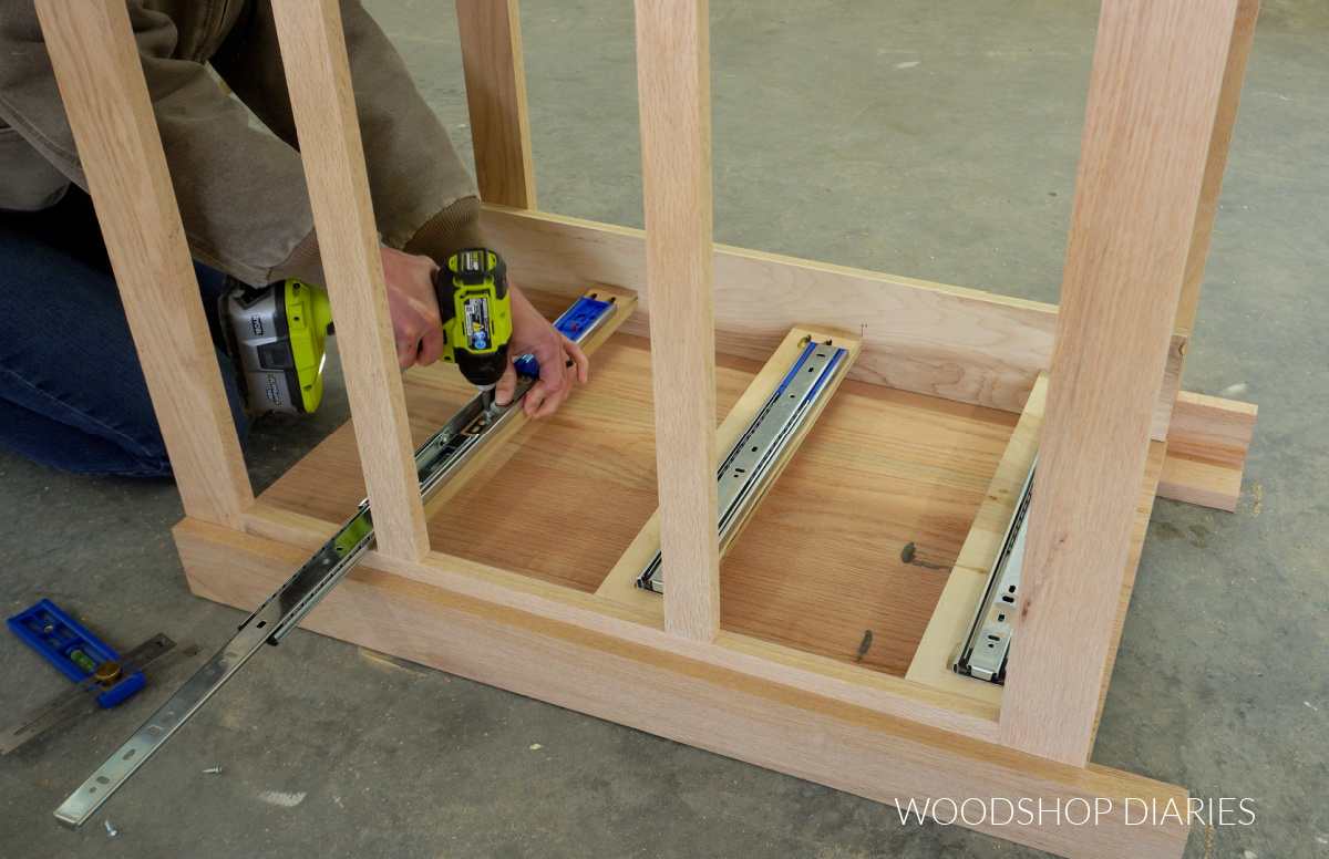 installing drawer slides into bathroom vanity frame