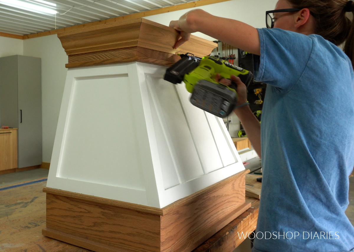 Installing crown molding on fan cover