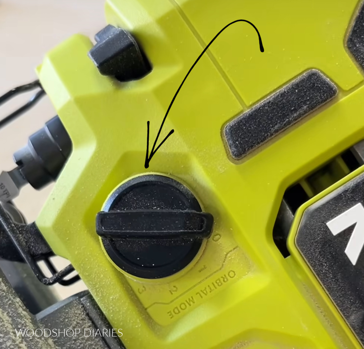 close up of jig saw orbital setting knob on 0