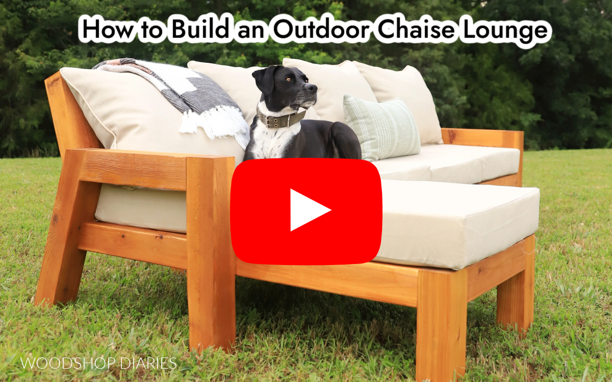 Youtube thumbnail image showing black dog on chaise sectional in yard