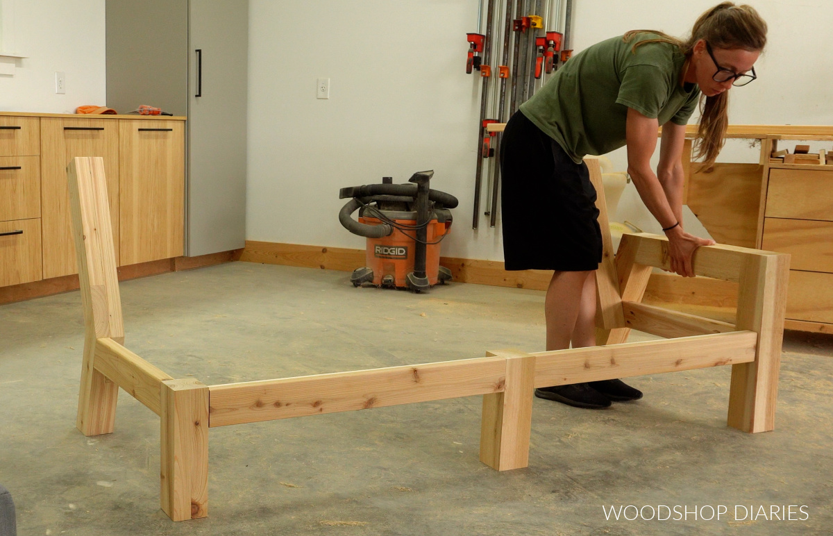 Shara Woodshop Diaries assembling frame of sectional sofa piece