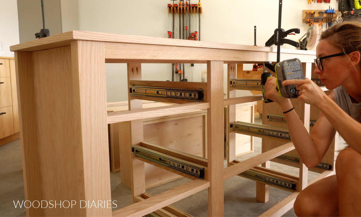 Shara Woodshop Diaries securing dresser top to dresser base