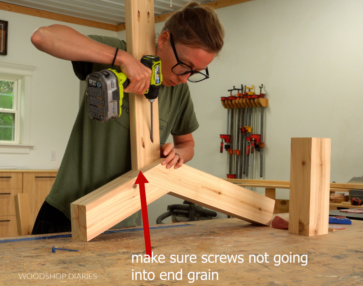 Shara Woodshop Diaries securing seat slats to sofa side of sectional build