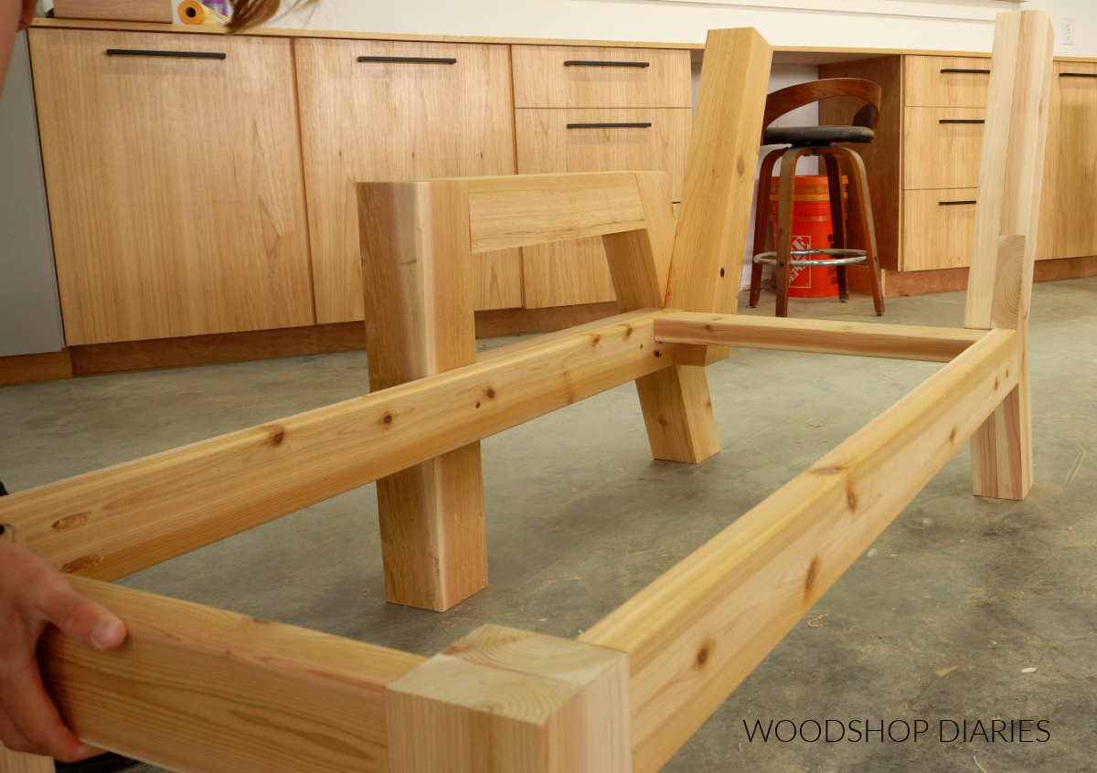 front and back supports installed on chaise sectional frame