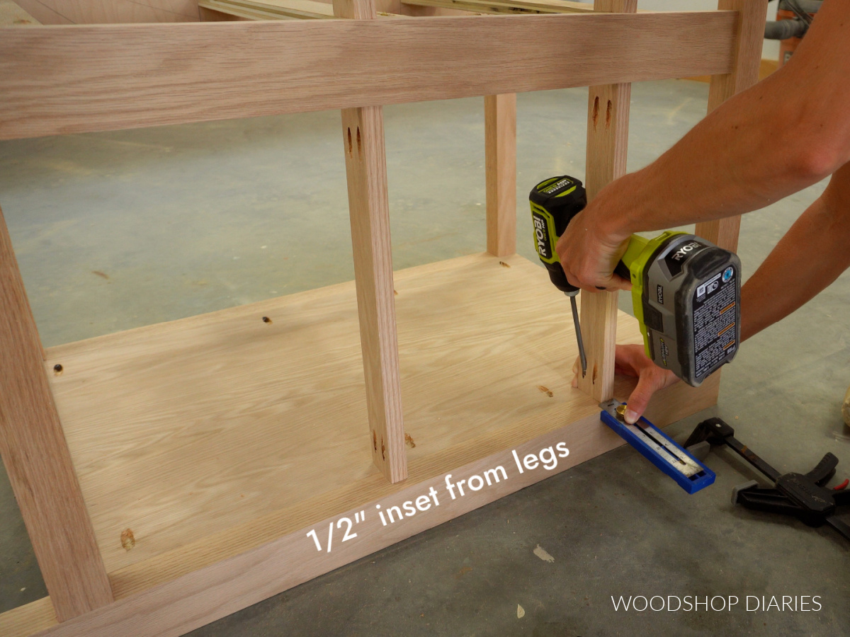 Installing drawer divider strips ½" inset from front dresser legs