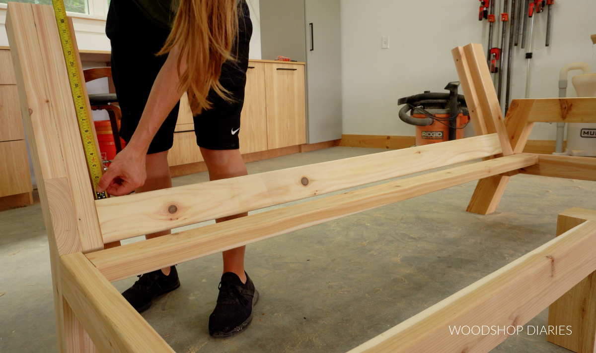 Shara Woodshop Diaries installing back slats to 3 seater sectional sofa