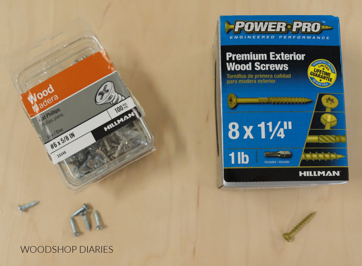 two types of wood screws placed side by side
