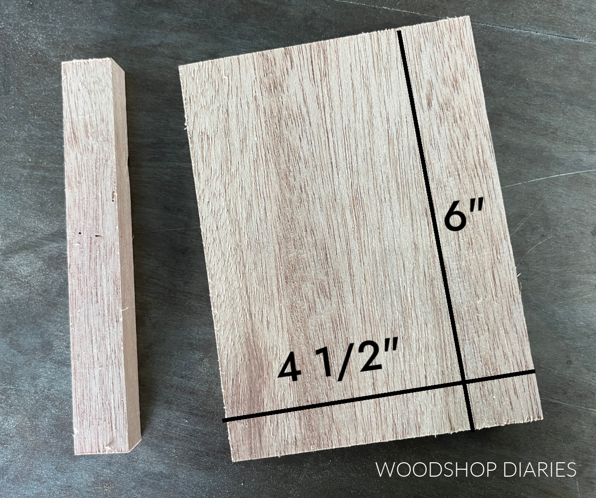 scrap wood drink coaster cut down to size on metal surface
