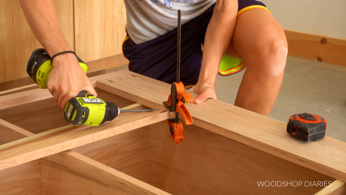Shara Woodshop Diaries assembling face frame of bookcase