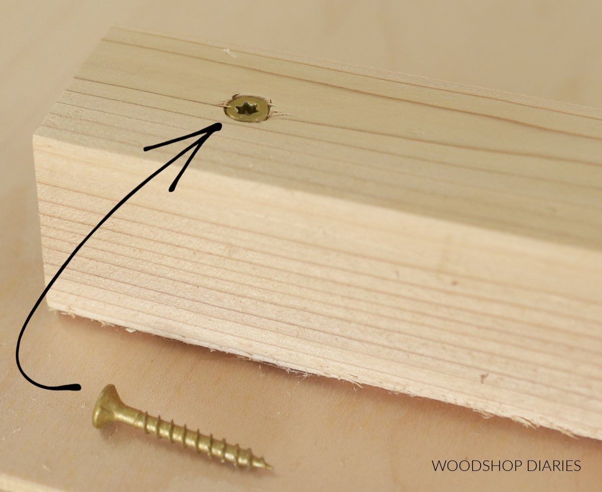 Countersinking screw sunk into wood to show it's flush across top