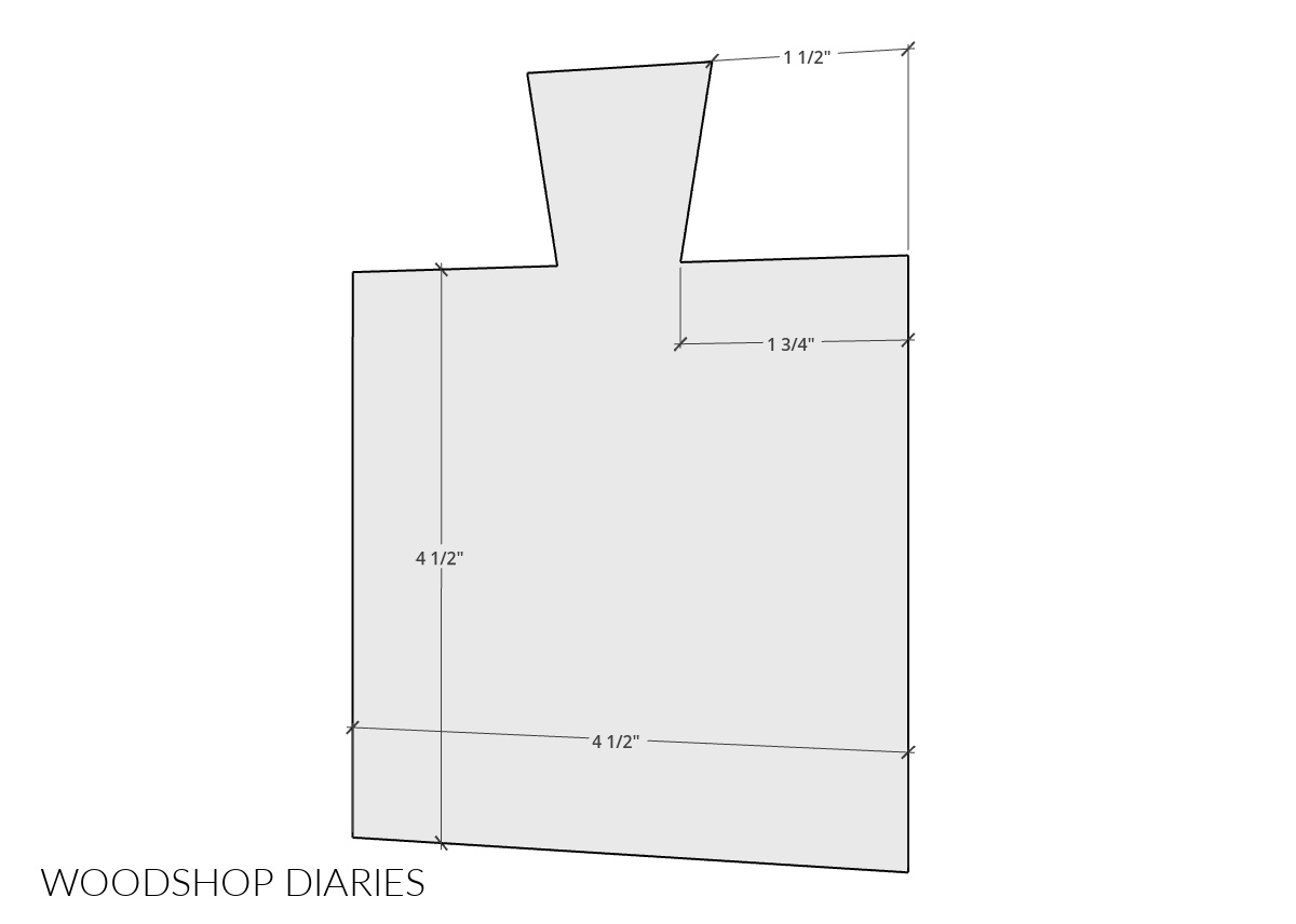 diagram of cutting board coaster handle dimensions