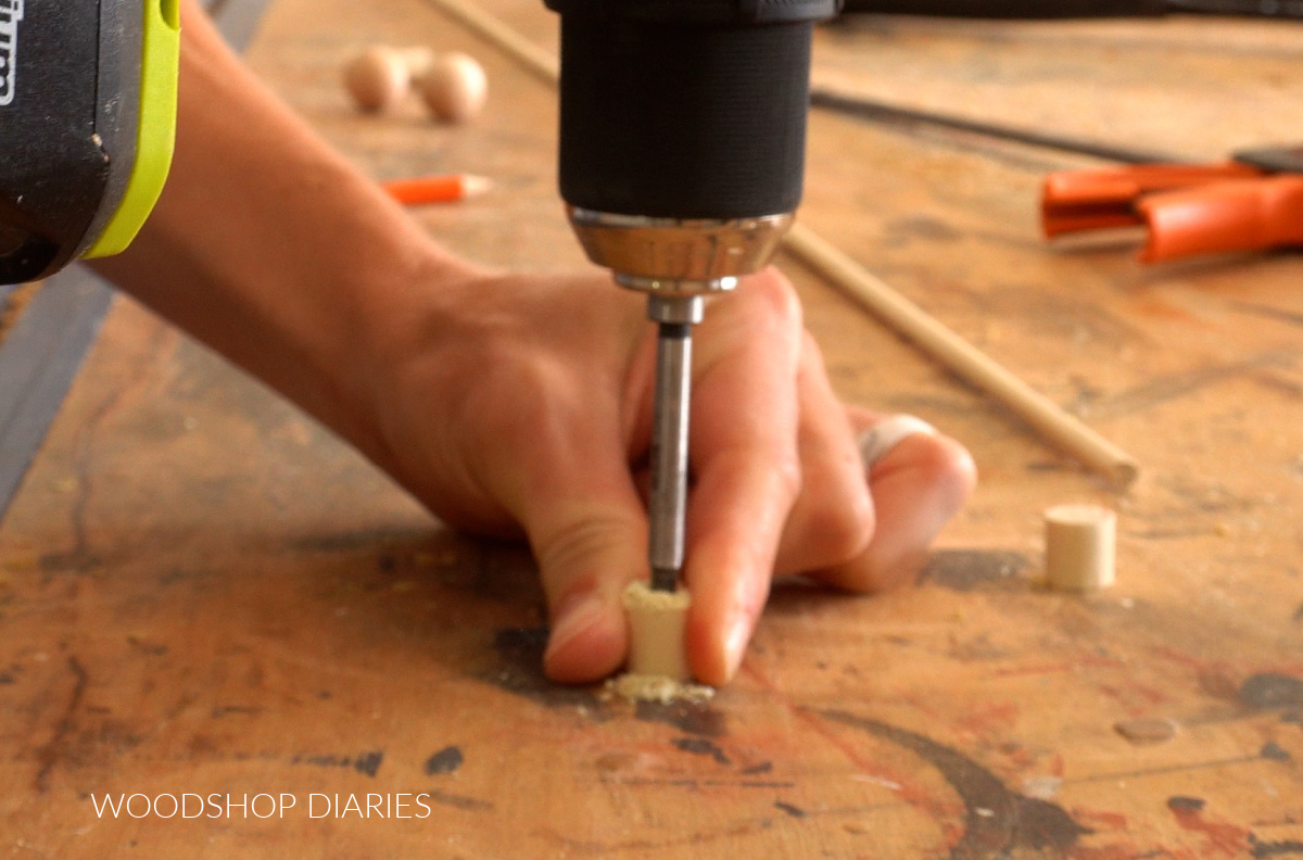 drilling through dowel with forstner bit 