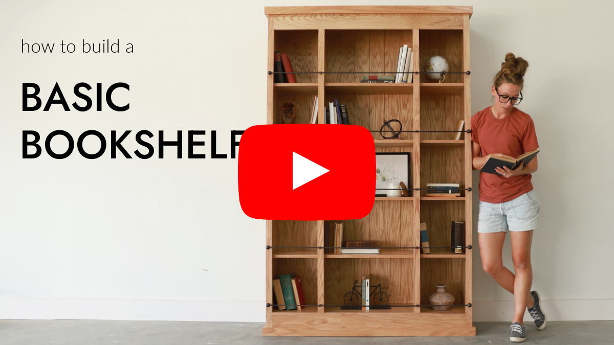 YouTube thumbnail image for basic bookcase build video
