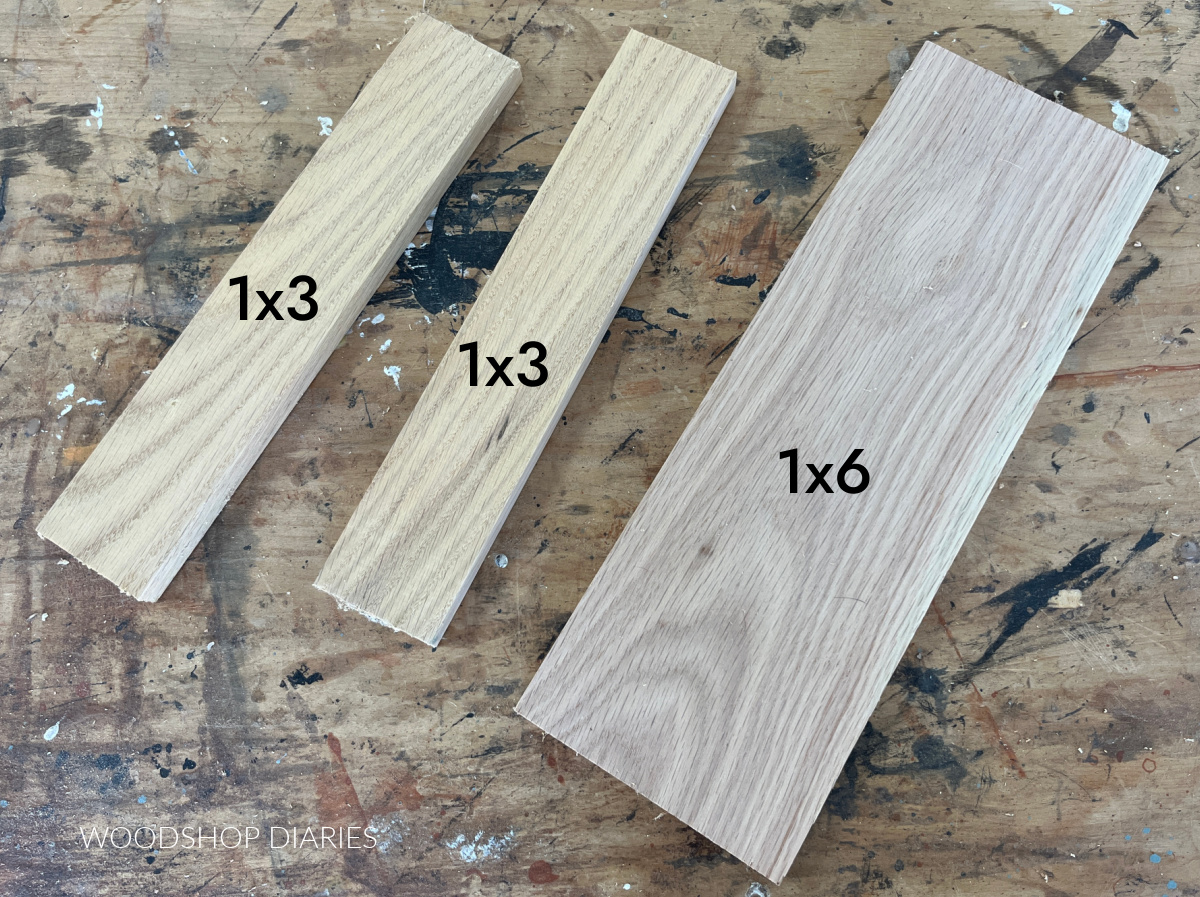 1x3s and 1x6s laying on workbench