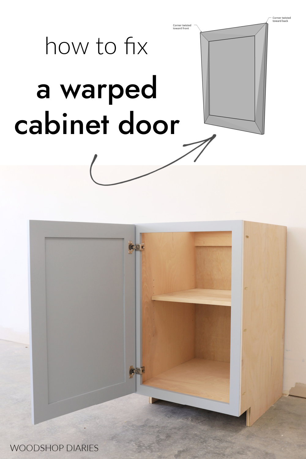 how to fix a warped cabinet door pin image