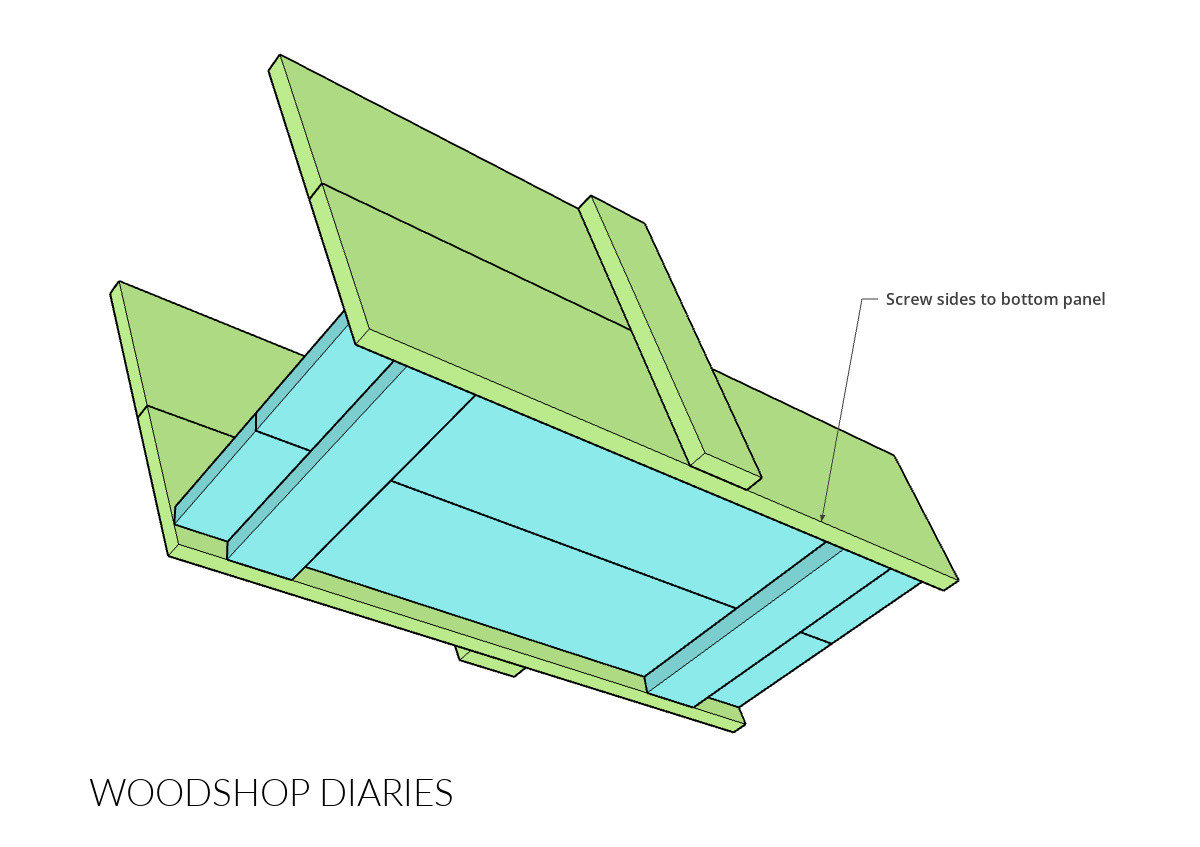 diagram showing how to assemble wheelbarrow body