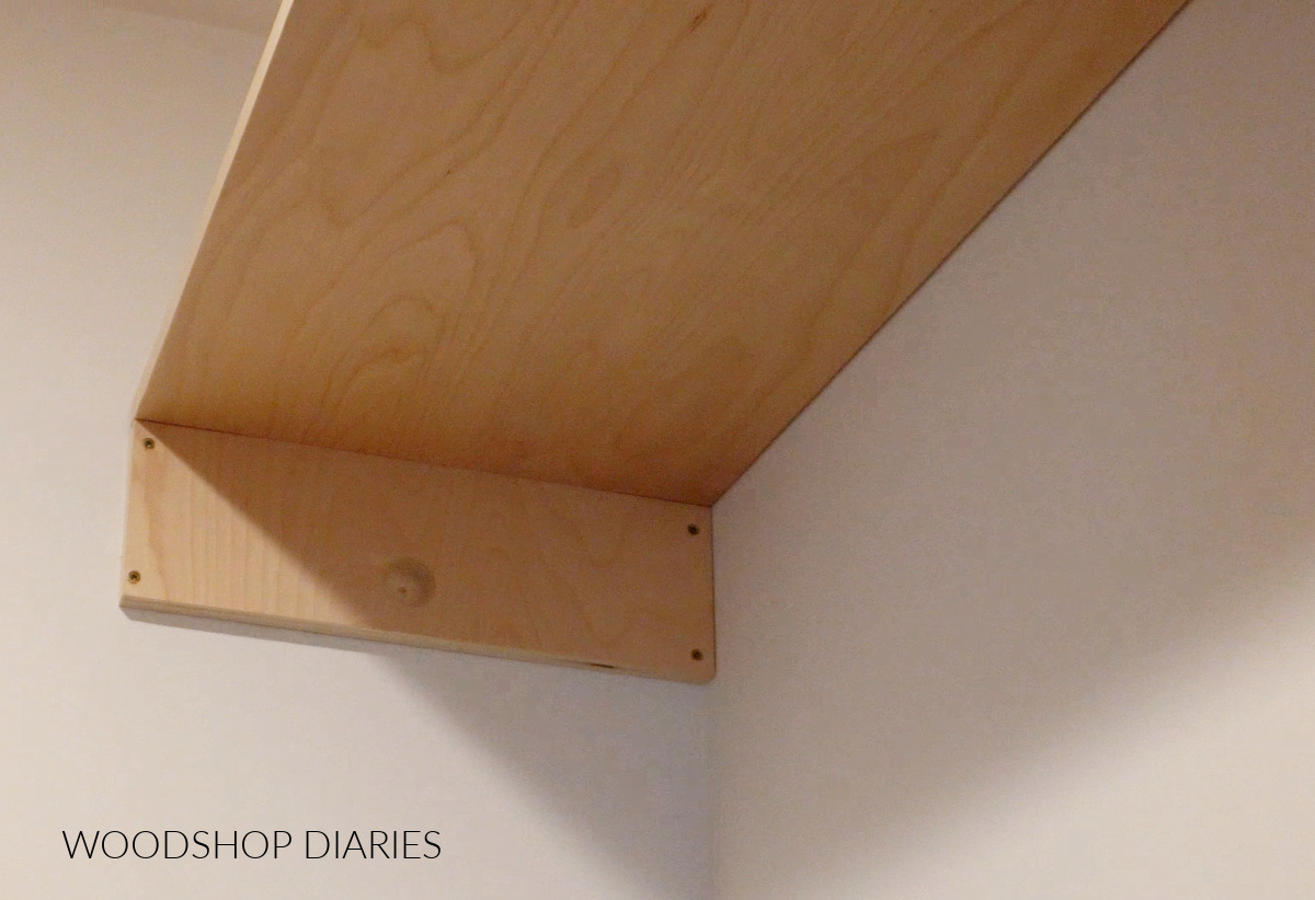 Plywood support screwed to wall 