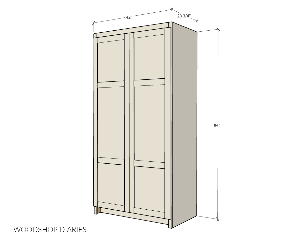 Overall dimensional diagram of pantry cabinet