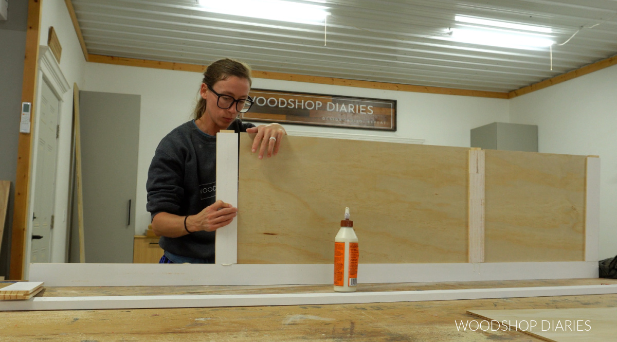 Shara Woodshop Diaries assembling cabinet doors for pantry