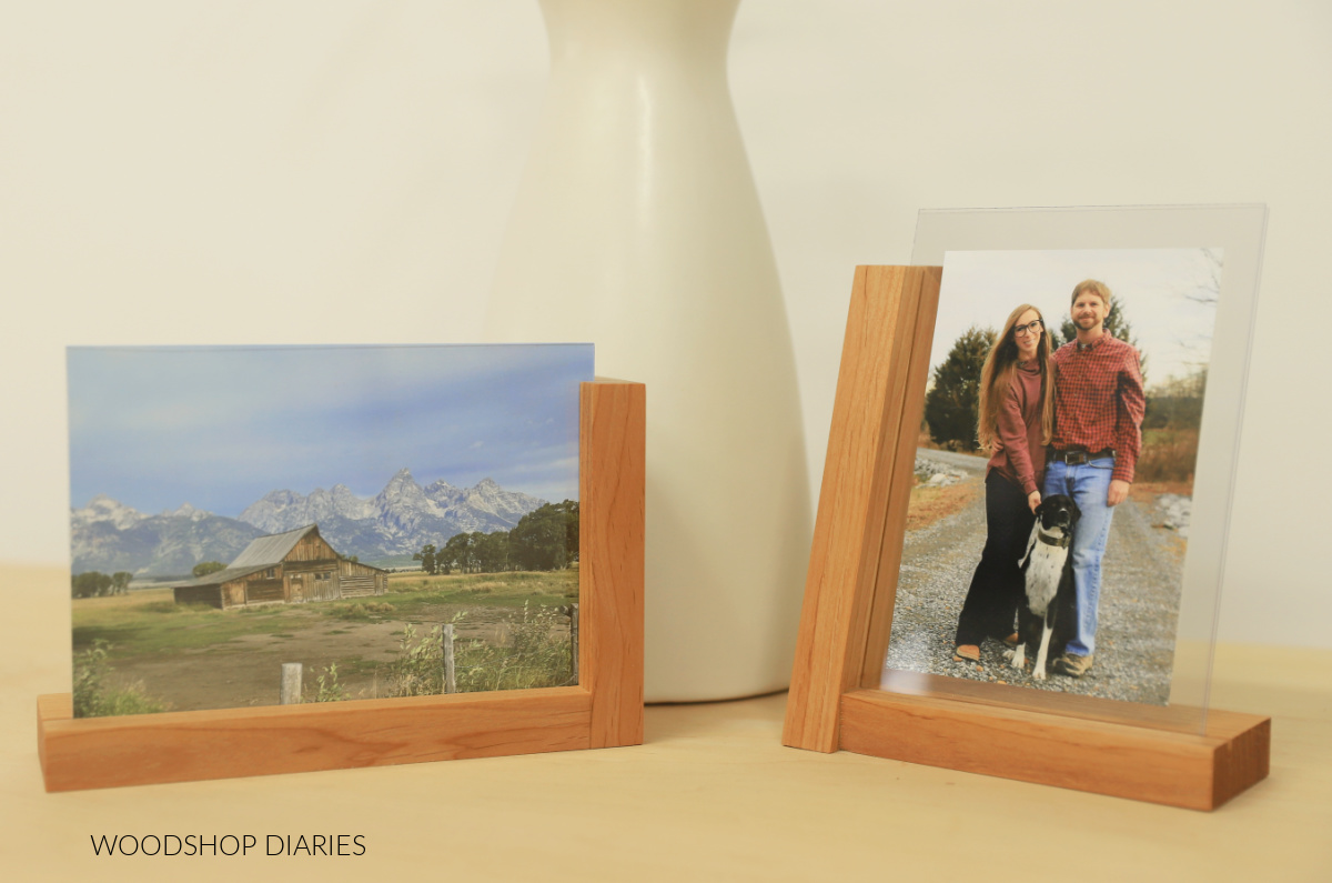 DIY two sided minimalist photo frames made from alder