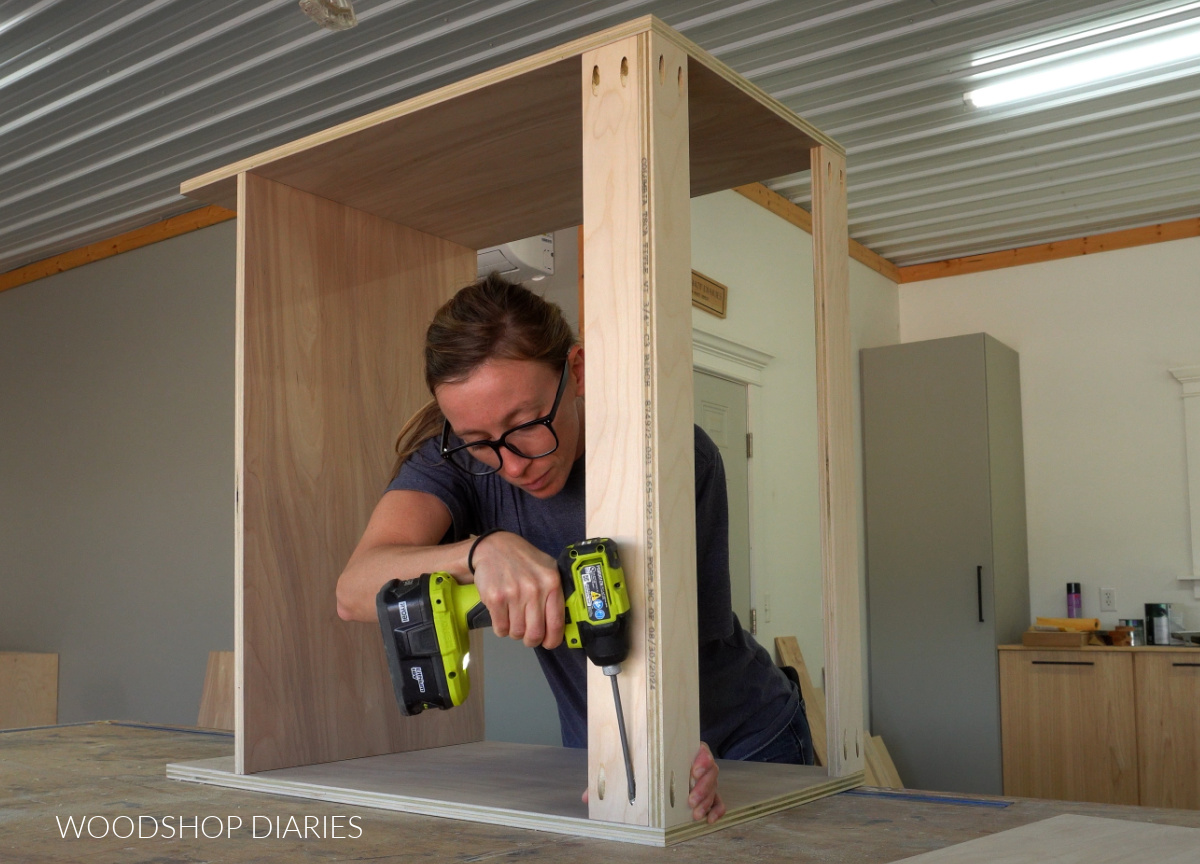 Shara Woodshop Diaries assembling base cabinets for built ins in office