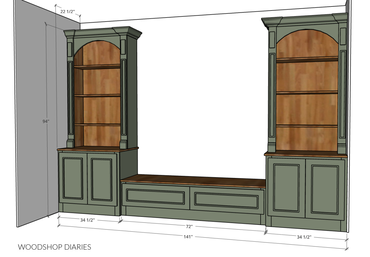 DIY built in overall dimensional diagram 
